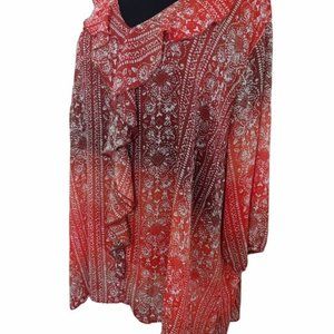 Catherines Ruffled Neck Sheer Layering Top 5X